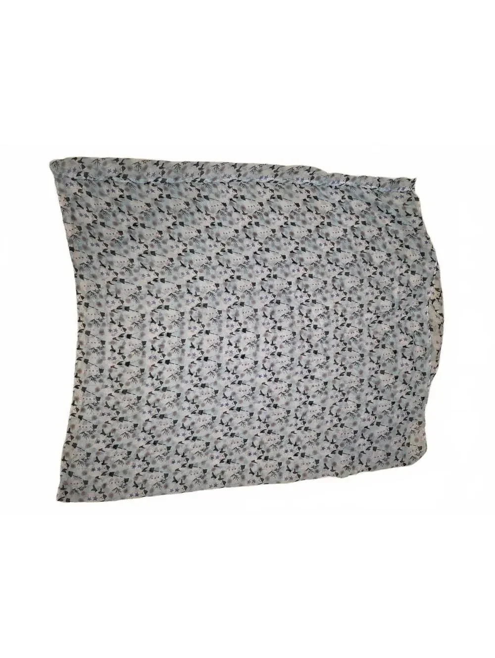 Winter Snowman & Blue Star Print Lightweight Fashion Scarf Wrap